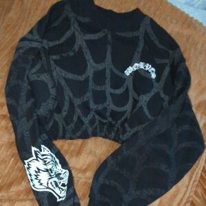 Black Spider Web Graphic Sweater